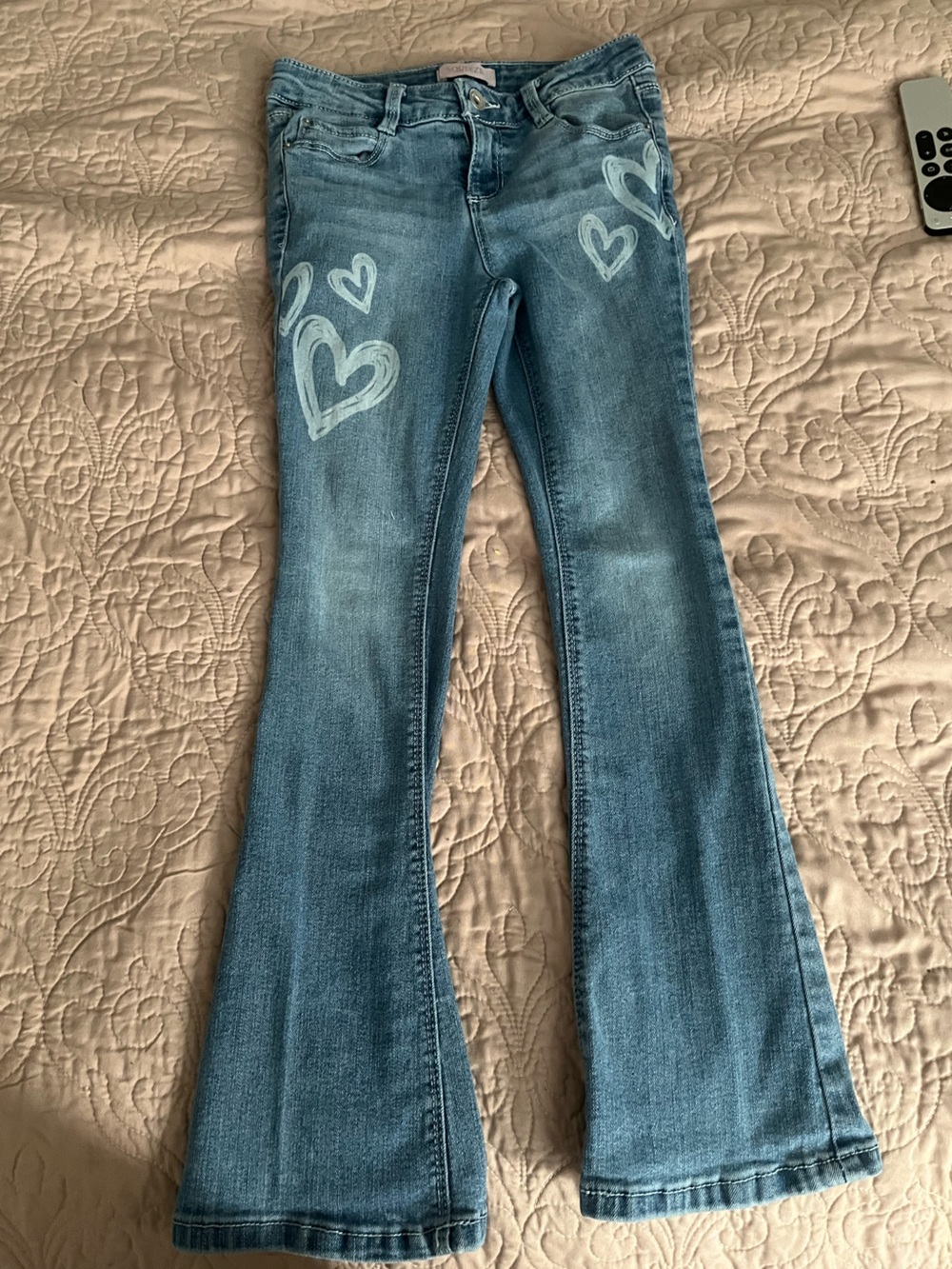 SQUEEZE girls flare blue jeans with hearts size 8